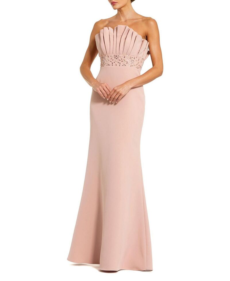 マックダガル レディース トップス 衣装 縮緬 ストラップレス Mac Duggal Crepe Strapless Gown With Rhinestone Beading Vintage Lilac 紫はしどい