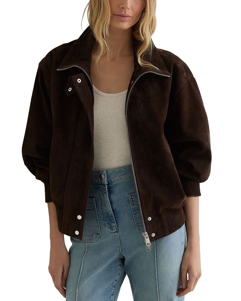 レイス レディース アウター 上衣・上衣 プチ なめし革 REISS Petite Cara Leather Jacket Chocolate 黒茶