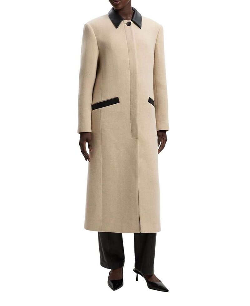 カレンミレン レディース アウター 厚地の外套 midi 羊毛 Karen Millen Wool Pu Mix Tailored Midi Coatmeal オートミール