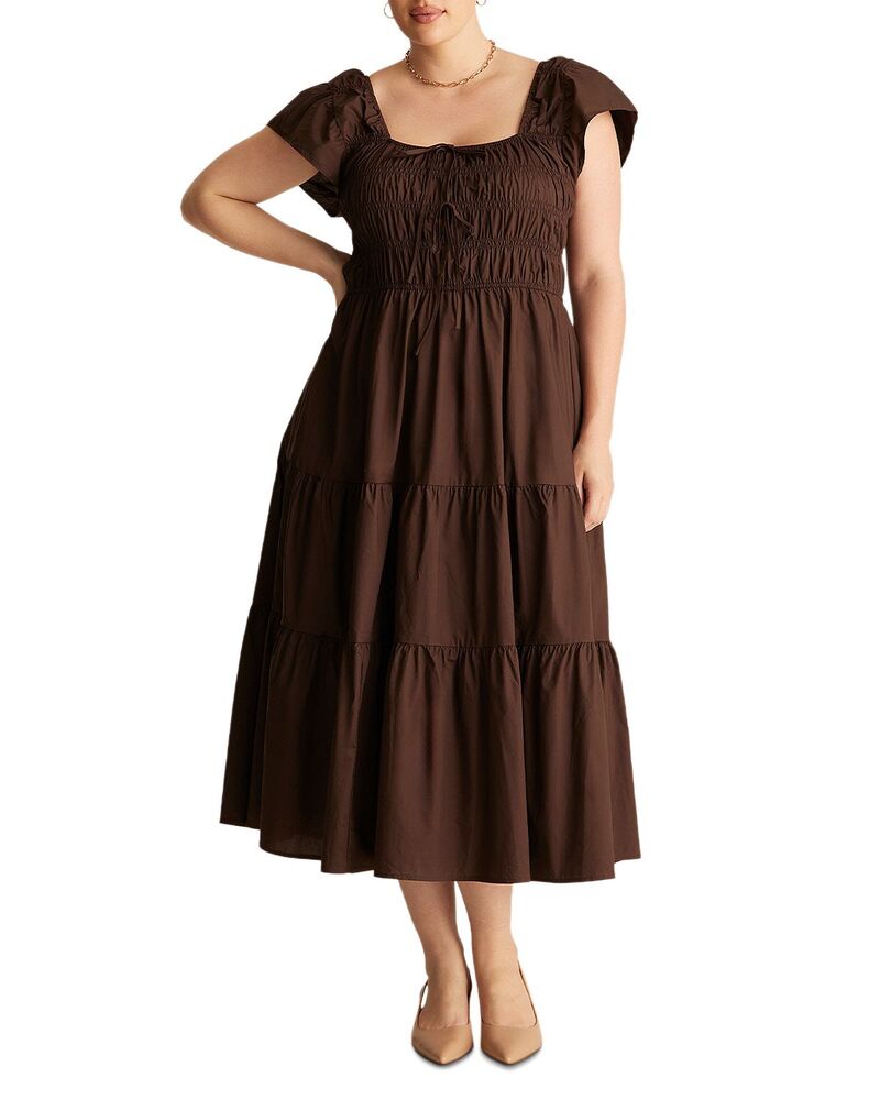 エステル足し加える レディース トップス 衣装 MIDI シャーリング Estelle Plus Alana Smocked Midi Dress Truffle