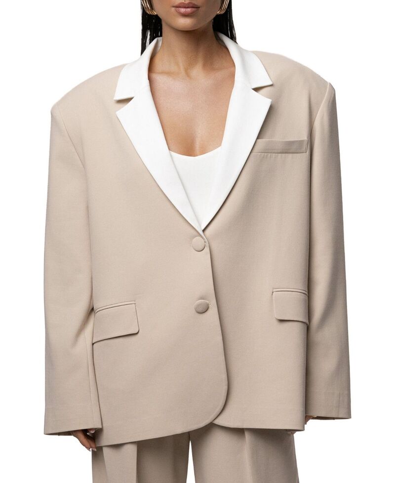 ジェイラックスレーベル レディース アウター 上衣・上衣 スポーツジャケット JLUXLABEL Command Oversized Blazer Beige ベージュ
