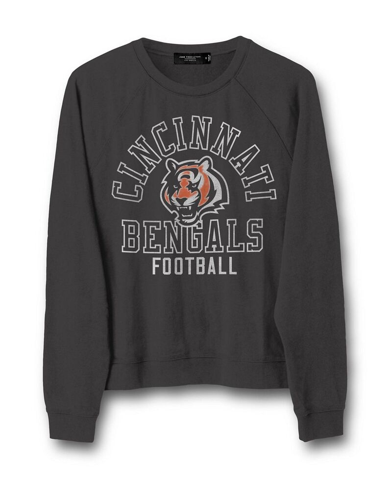 ジャンクフードクロージング レディース アウター パーカー・スウェット シャツ フリース Junk Food Clothing Women's NFL Cincinnati Bengals Flocked Raglan Crew Fleece Sweatshirt Cincinnati Bengals|ReVida 店