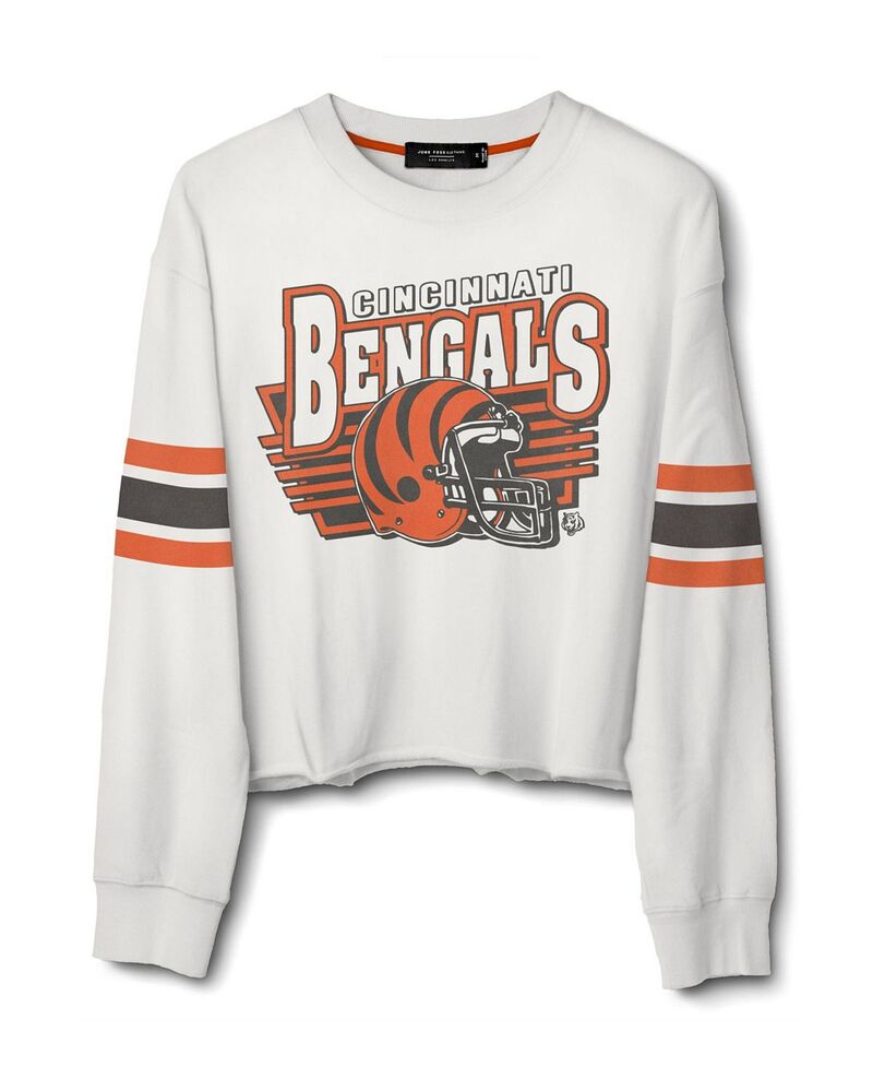 ジャンクフードクロージング レディース アウター パーカー・スウェット シャツ フリース Junk Food Clothing Women's NFL Cincinnati Bengals Kickoff Crop Crew Fleece Sweatshirt White ホワイト|ReVida 店