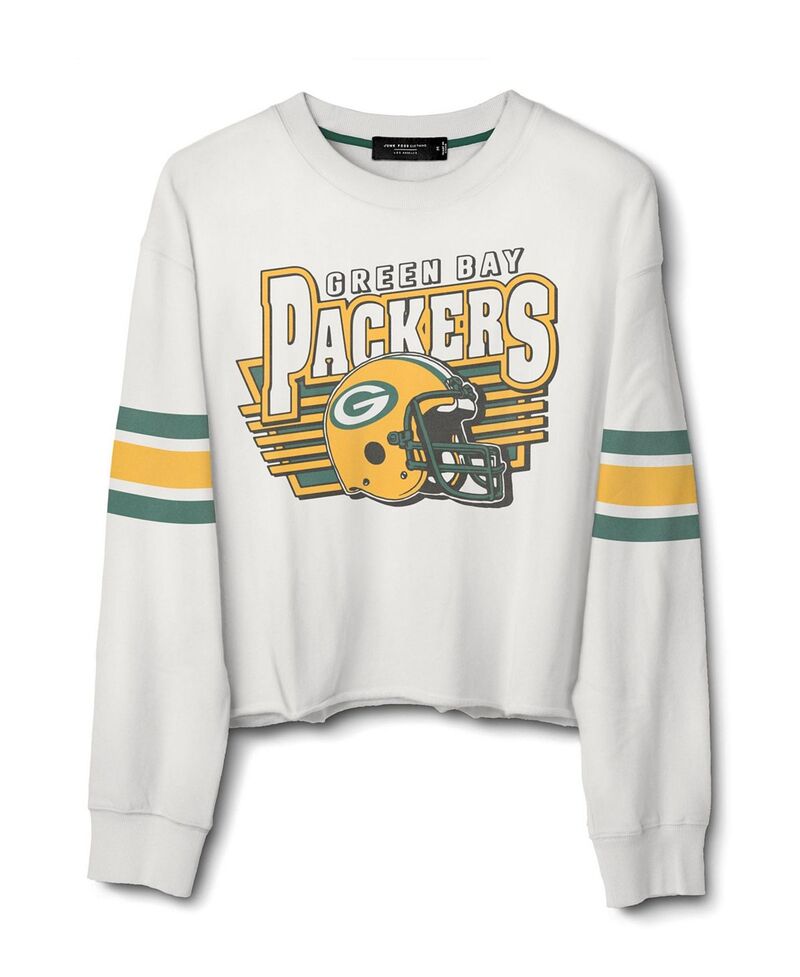 ジャンクフードクロージング レディース アウター パーカー・スウェット シャツ フリース Junk Food Clothing Women's NFL Green Bay Packers Kickoff Crop Crew Fleece Sweatshirt Green Bay Packers グリーン|ReVida 店