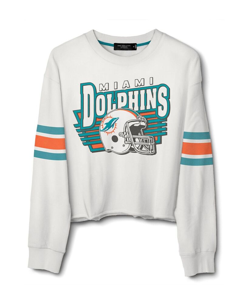 ジャンクフードクロージング レディース アウター パーカー・スウェット シャツ フリース Junk Food Clothing Women's NFL Miami Dolphins Kickoff Crop Crew Fleece Sweatshirt Miami Dolphins|ReVida 店