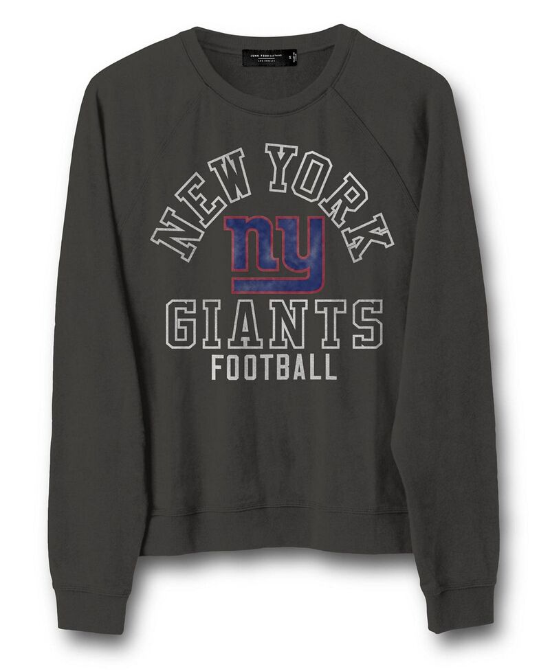 ジャンクフードクロージング レディース アウター パーカー・スウェット シャツ フリース Junk Food Clothing Women's NFL New York Giants Flocked Raglan Crew Fleece Sweatshirt New York Giants｜ReVida 店