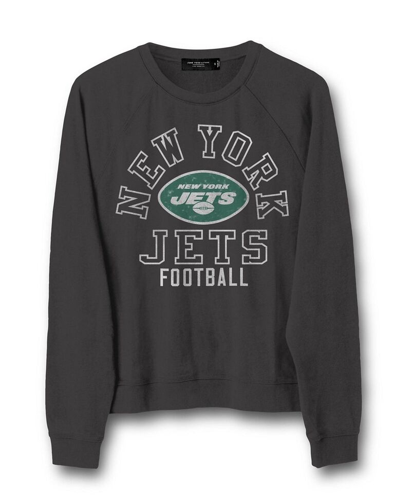 ジャンクフードクロージング レディース アウター パーカー・スウェット シャツ フリース Junk Food Clothing Women's NFL New York Jets Flocked Raglan Crew Fleece Sweatshirt New York Jets|ReVida 店