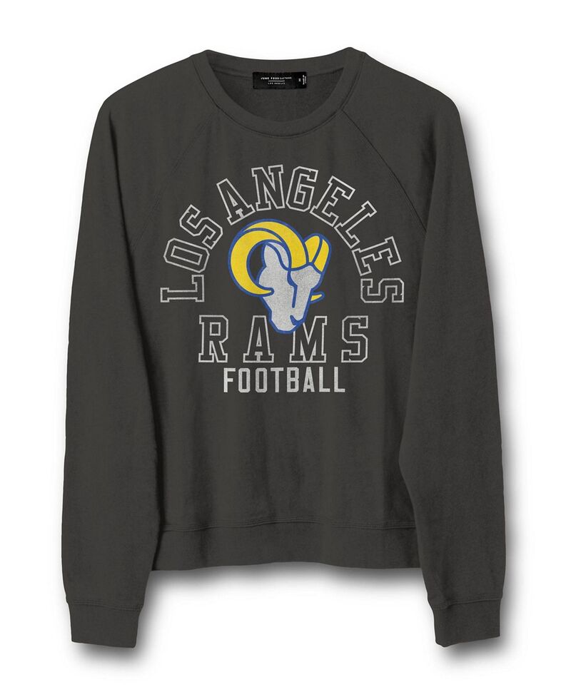 ジャンクフードクロージング レディース アウター パーカー・スウェット シャツ フリース Junk Food Clothing Women's NFLos Angeles Rams Flocked Raglan Crew Fleece Sweatshirt Los Angeles Rams|ReVida 店