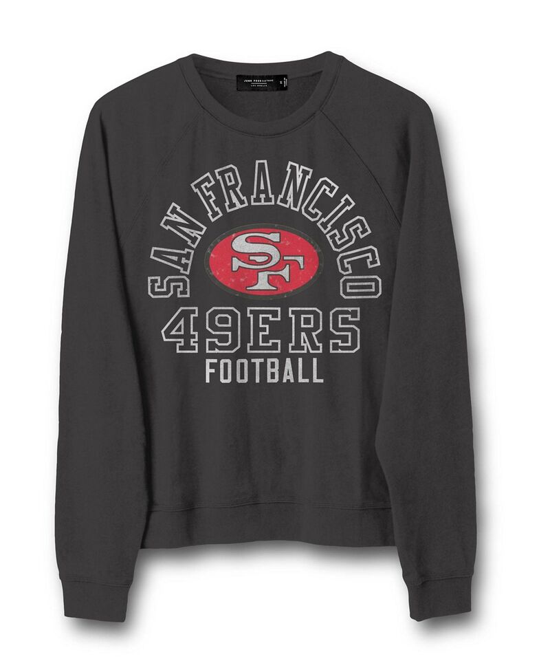 ジャンクフードクロージング レディース アウター パーカー・スウェット シャツ フリース Junk Food Clothing Women's NFL San Francisco 49ers Flocked Raglan Crew Fleece Sweatshirt San Francisco 49ers|ReVida 店