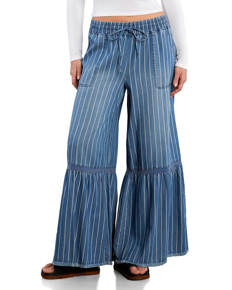 ビリー T レディース ボトムス 心地よいズボン下 Billy T Flowy Pants Denim Pinstripe ジーンズ