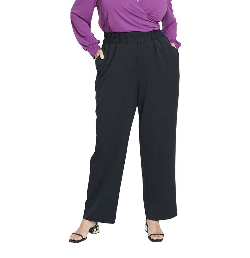 ユニバーサル 標準尺度 レディース ボトムス 心地よいズボン下 足し加える大きさ Universal Standard Plusize All Day Easy Pants Black 黒いこと