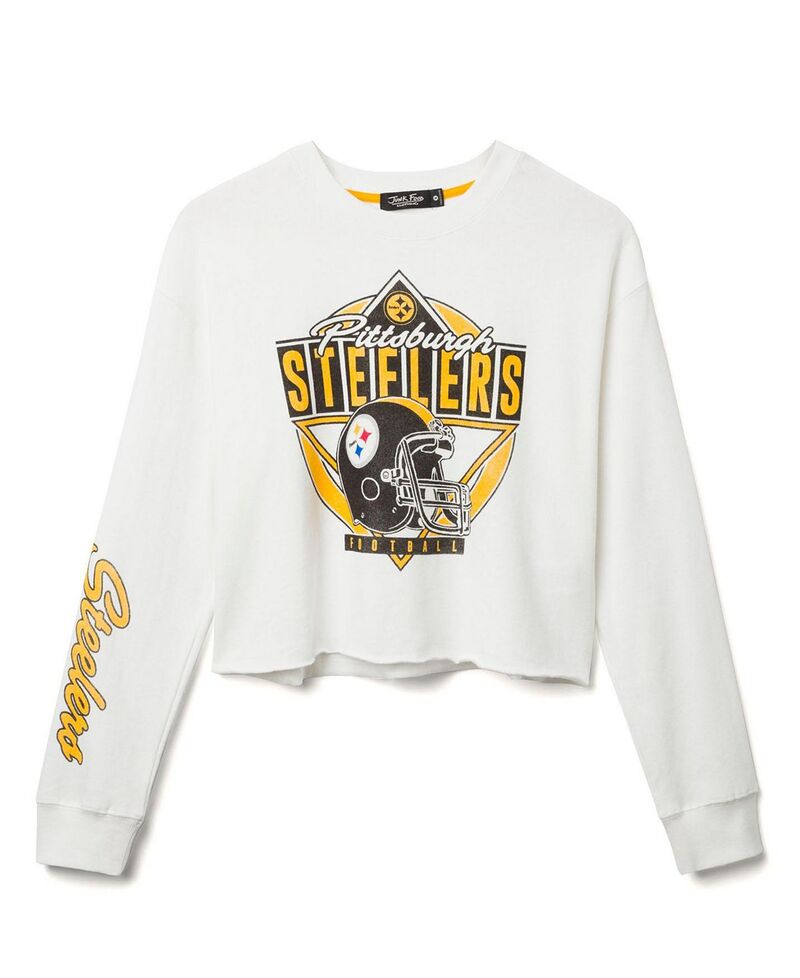 ジャンクフードクロージング レディース アウター パーカー・スウェット Tシャツ フリース Junk Food Clothing Women's NFL Pittsburgh Steelers Helmet Crop Fleece Sweatshirt Vintage White ホワイト｜ReVida 店