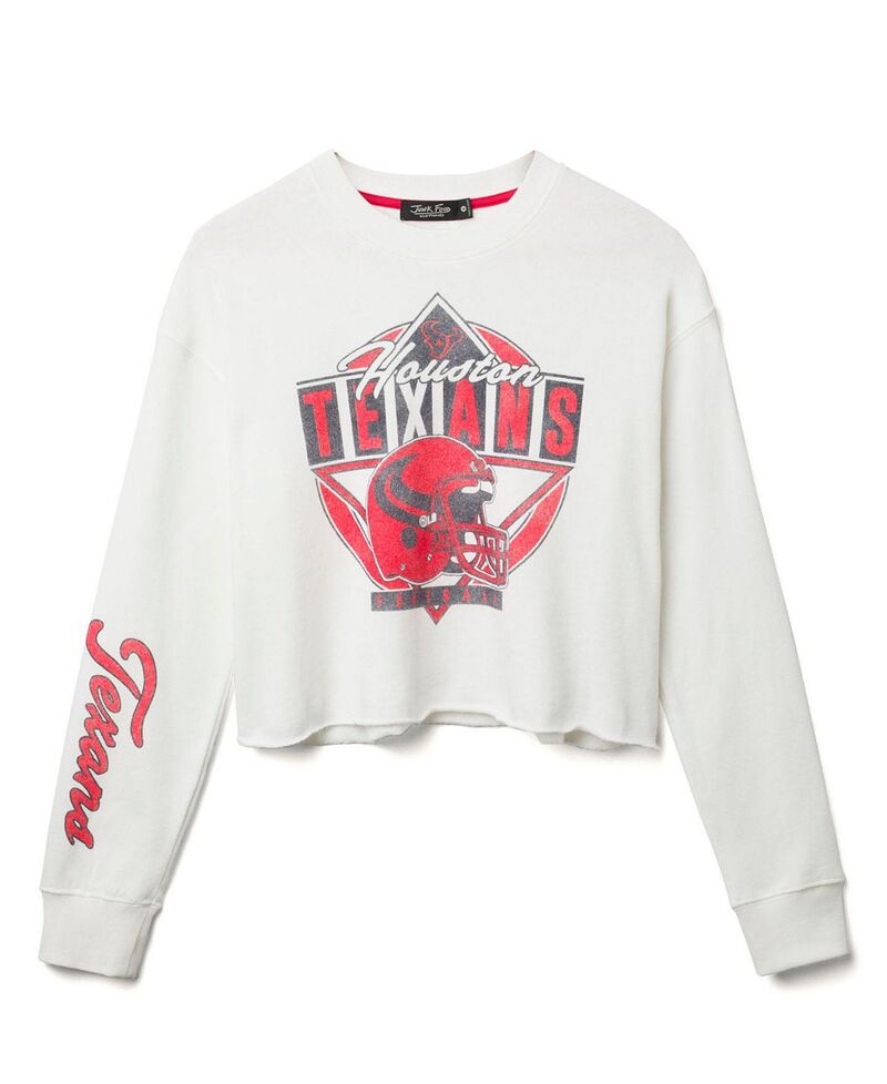 ジャンクフードクロージング レディース アウター パーカー・スウェット シャツ フリース Junk Food Clothing Women's NFL Houston Texans Helmet Crop Fleece Sweatshirt Vintage White ホワイト｜ReVida 店