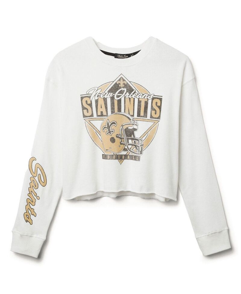 ジャンクフードクロージング レディース アウター パーカー・スウェット シャツ フリース Junk Food Clothing Women's NFL New Orelansaints Helmet Crop Fleece Sweatshirt Vintage White ホワイト|ReVida 店