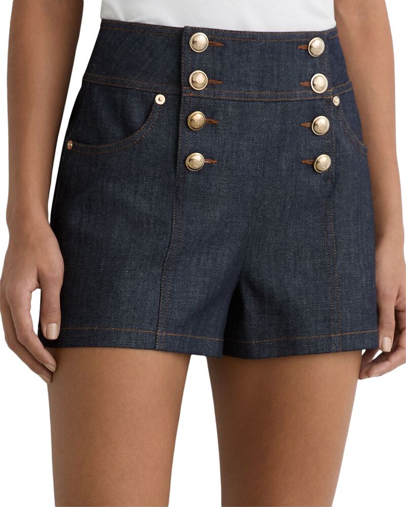 レイス レディース ボトムス ハーフパンツ・ショーツ ショートパンツ デニム REISSkylar Button Front Denim Shorts Dark Blue ブルー|ReVida 店