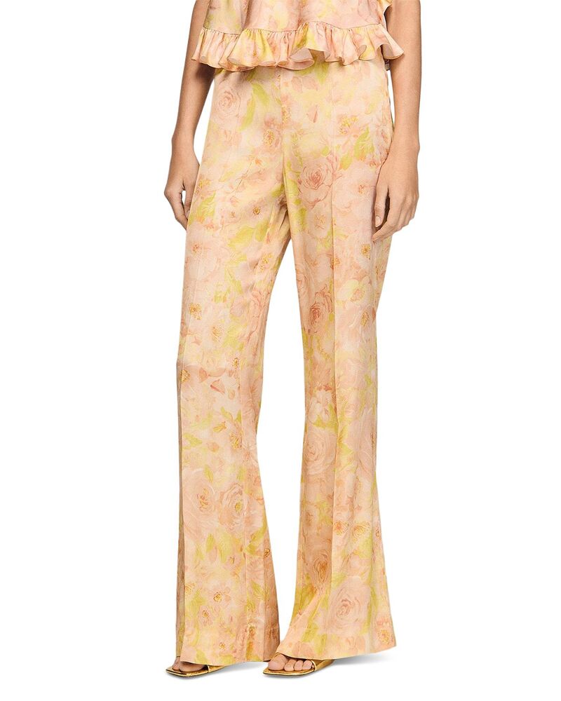 サンドロ レディース ボトムス カジュアルパンツ フラワー柄 プリント フラワー Sandro Floral Print Flowy Trousers Pink / Green ピンク|ReVida 店