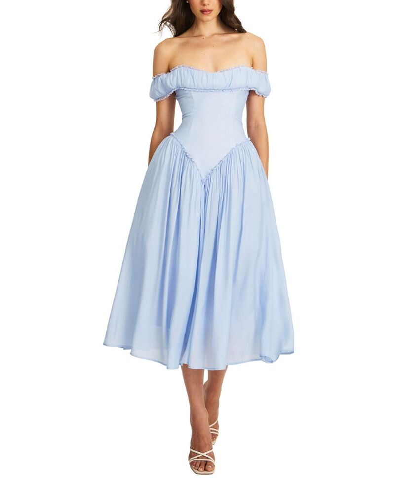 し損ない倶楽部 レディース トップス 衣装 MIDI Miss Circle Xavy Rayon Off Shoulder Corset Midi Dress Baby Blue 青色