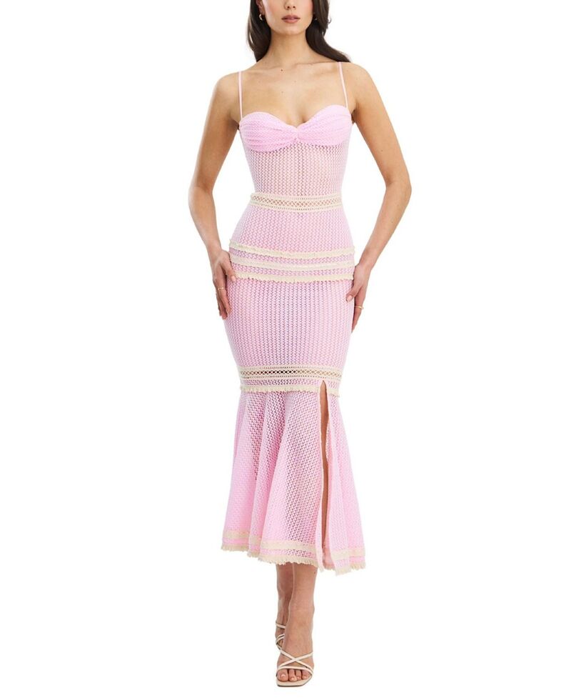し損ない倶楽部 レディース トップス 衣装 スピード競技刈り込み スピード競技 マキシ Miss Circle Pallas Bodycon Crochet Lace Trimermaid Maxi Dress Pink サクラ色