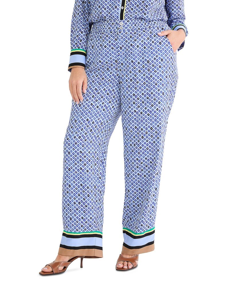 ニックアンドゾー 足し加える レディース ボトムス 心地よいズボン下 ワイドレッグ NIC+ZOE Plus Mosaic Trimmed Lenox Wide Leg Pants Blue Multi 青色