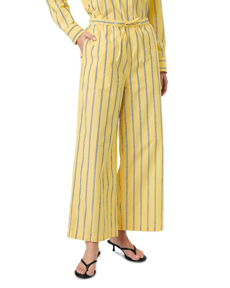 フレンチコネクション レディース ボトムス カジュアルパンツ FRENCH CONNECTION Rhodes Poplinico Stripe Drawstring Pants Daisyellow イエロー|ReVida 店