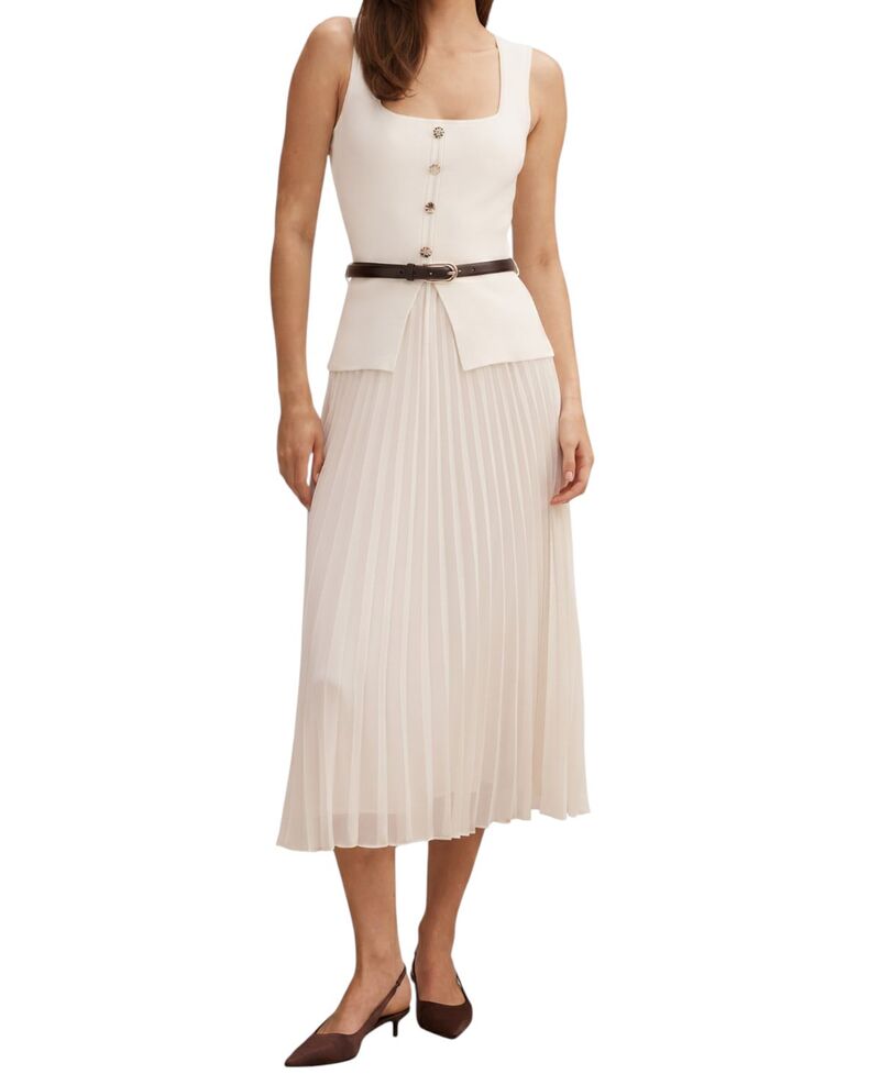 エバーニュー レディース トップス 衣装 ノースリーブ Ever Newomen\u0027s Delphine Sleevelessquare Neck Dress Cream 皮膚軟化剤