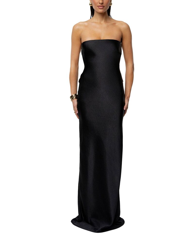 ジェイラックスレーベル レディース トップス 衣装 繻子 マキシ JLUXLABEL Regal Rising Satin Maxi Dress Black 黒いこと