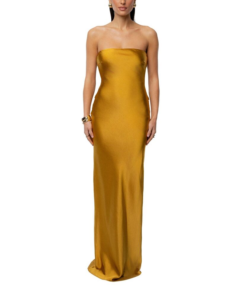 ジェイラックスレーベル レディース トップス 衣装 繻子 マキシ JLUXLABEL Regal Rising Satin Maxi Dress Gold ゴールド