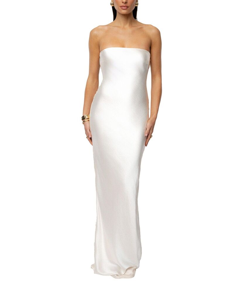 ジェイラックスレーベル レディース トップス 衣装 繻子 マキシ JLUXLABEL Regal Rising Satin Maxi Dress Ivory 象牙色