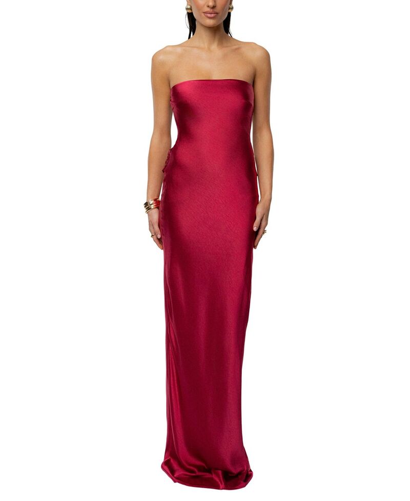 ジェイラックスレーベル レディース トップス 衣装 繻子 マキシ JLUXLABEL Regal Rising Satin Maxi Dress Red 赤いこと