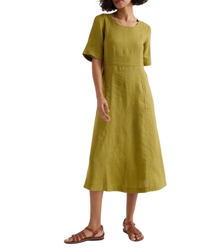 シーソルトコーンウォール レディース トップス 衣装 MIDI リネン Seasalt Cornwall Grass Wave Linen Midi Dress Avocado