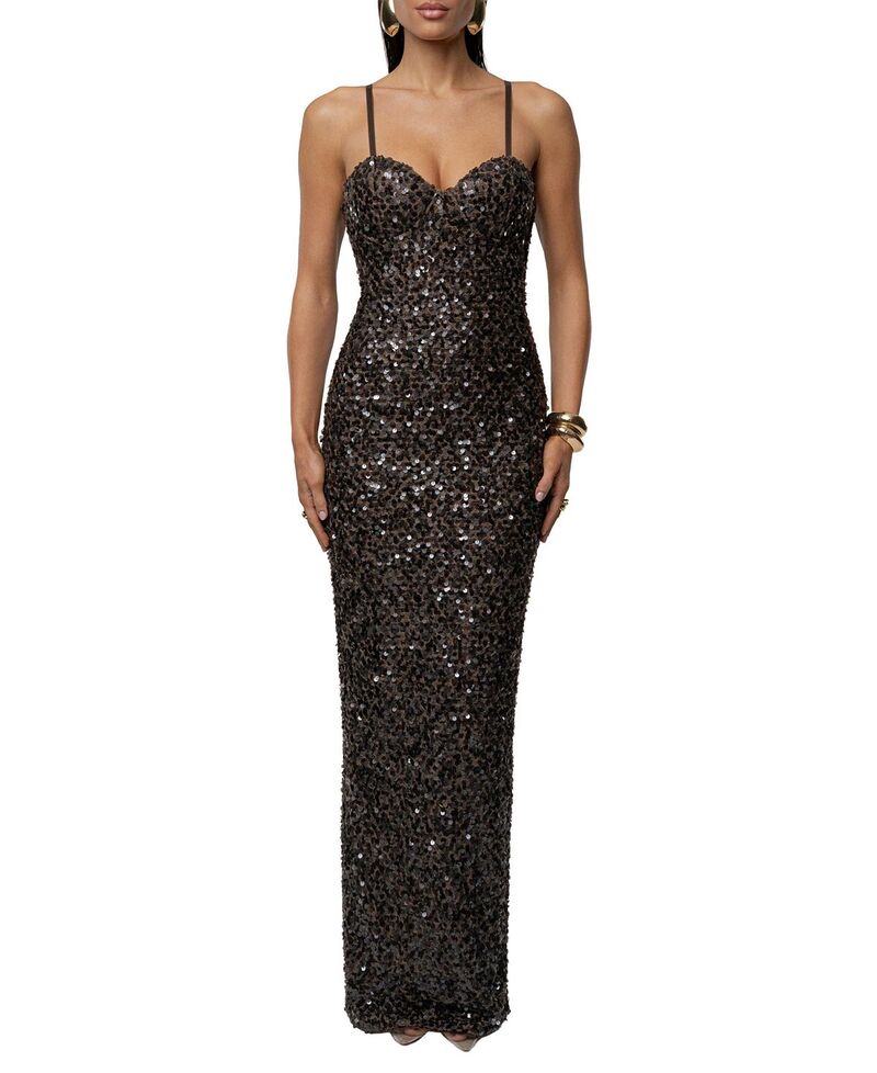 ジェイラックスレーベル レディース トップス ワンピースパンコール JLUXLABEL Jewel Opulence Sequin Dress Chocolate 黒茶