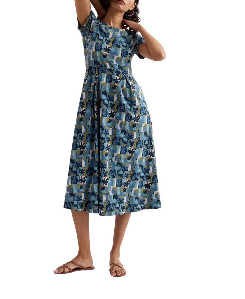 シーソルトコーンウォール レディース トップス ワンピース ミディ Seasalt Cornwall Veronica Short Sleeve Midi Dress Floral Splice Sardine｜ReVida 店