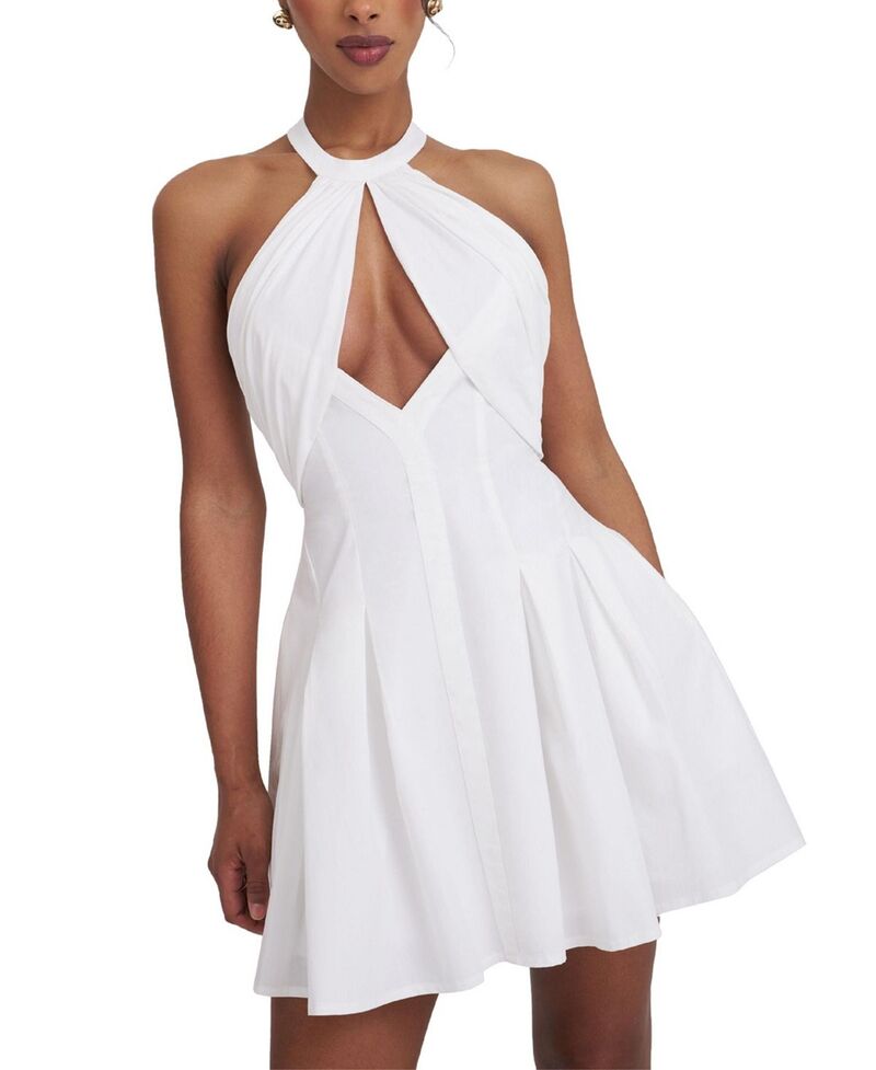 し損ない倶楽部 レディース トップス 衣装 ミニ 綿織物 ホルター Miss Circle Jordyn Cotton Poplin Keyhole Halter Mini Dress White 白いこと