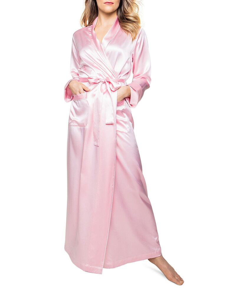 プティットプリュム レディース アンダーお召しもの ナイト爵お召しもの 絹地 Petite Plume Pink Silk Long Robe Pink サクラ色
