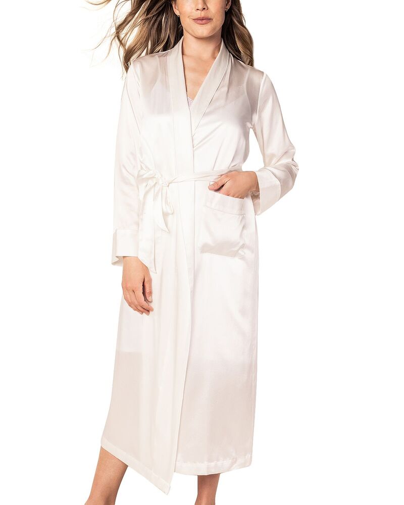 プティットプリュム レディース アンダーお召しもの ナイト爵お召しもの 絹地 Petite Plume White Silk Long Robe White 白いこと
