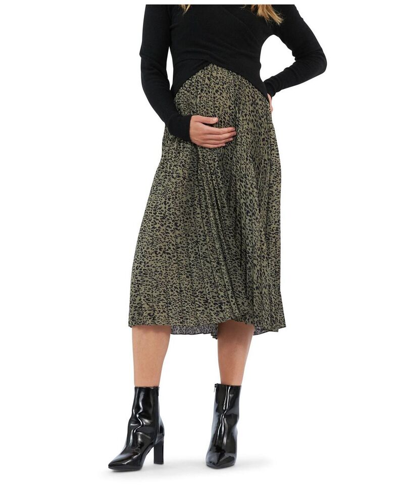 ライプマタニティ レディース 下つ方スコート MIDI Ripe Maternity Cleo Pleat Midi Skirt Khaki / Black 黒いこと