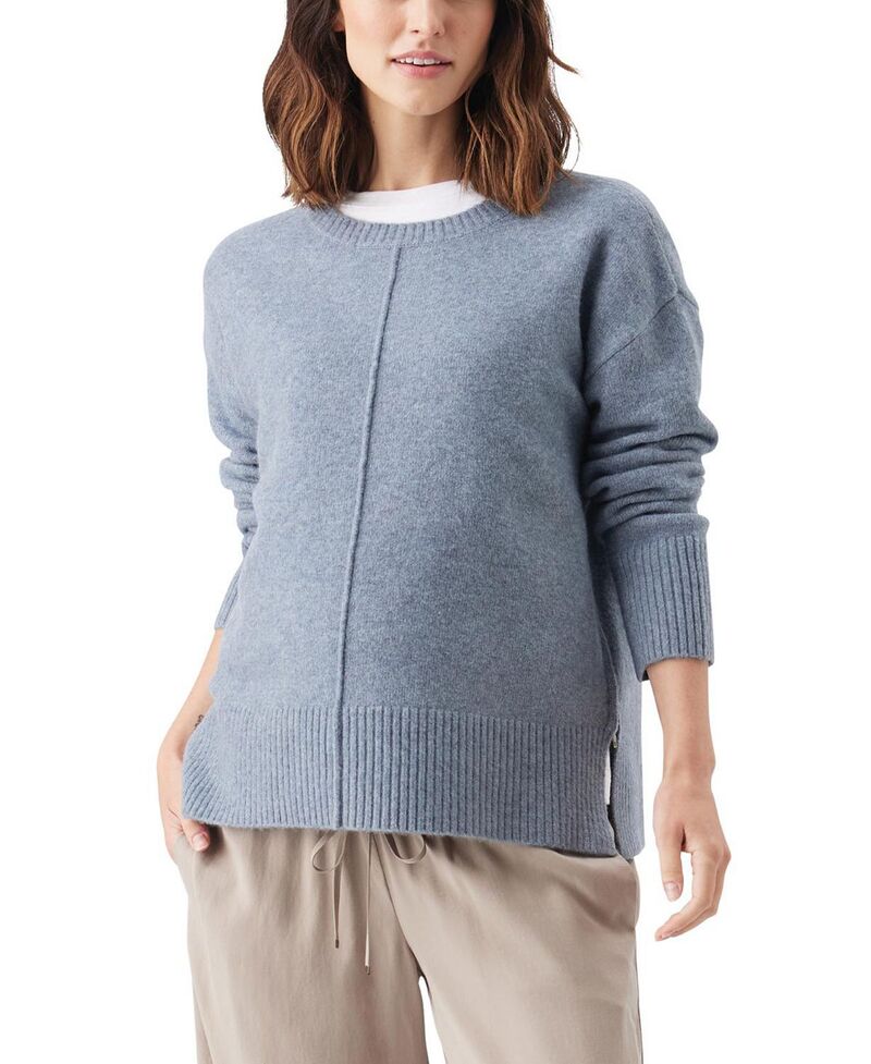 ライプマタニティ レディース アウター ニット・セーター Ripe Maternity Eva Nursing Knit Sweater Blue Marle ブルー｜ReVida 店