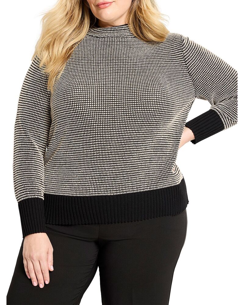 ニックアンドゾー 足し加える レディース アウター 編み物・スウェーター 照明ランプのど首 NIC+ZOE Plus Pixel Knit Funnel Neck Sweater Black Multi 黒いこと