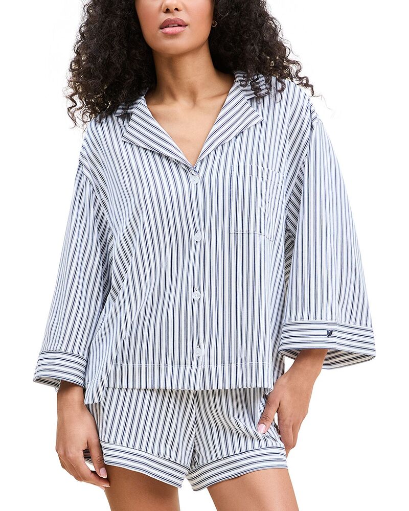 プティットプリュム レディース アウター パーカー・スウェット Petite Plume Olivia Striped Short Pajama Set Navy 米国海軍