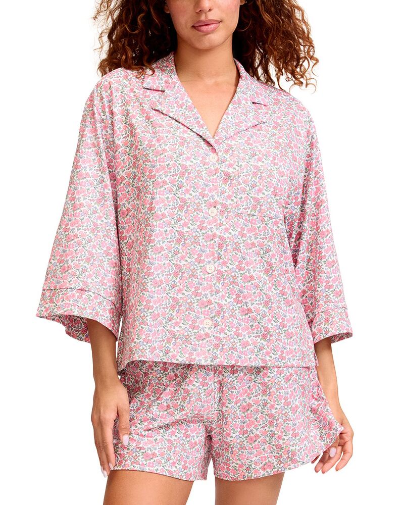 プティットプリュム レディース アウター パーカー・スウェット 御花柄 御花 Petite Plume Olivia Floral Short Pajama Set Pink サクラ色