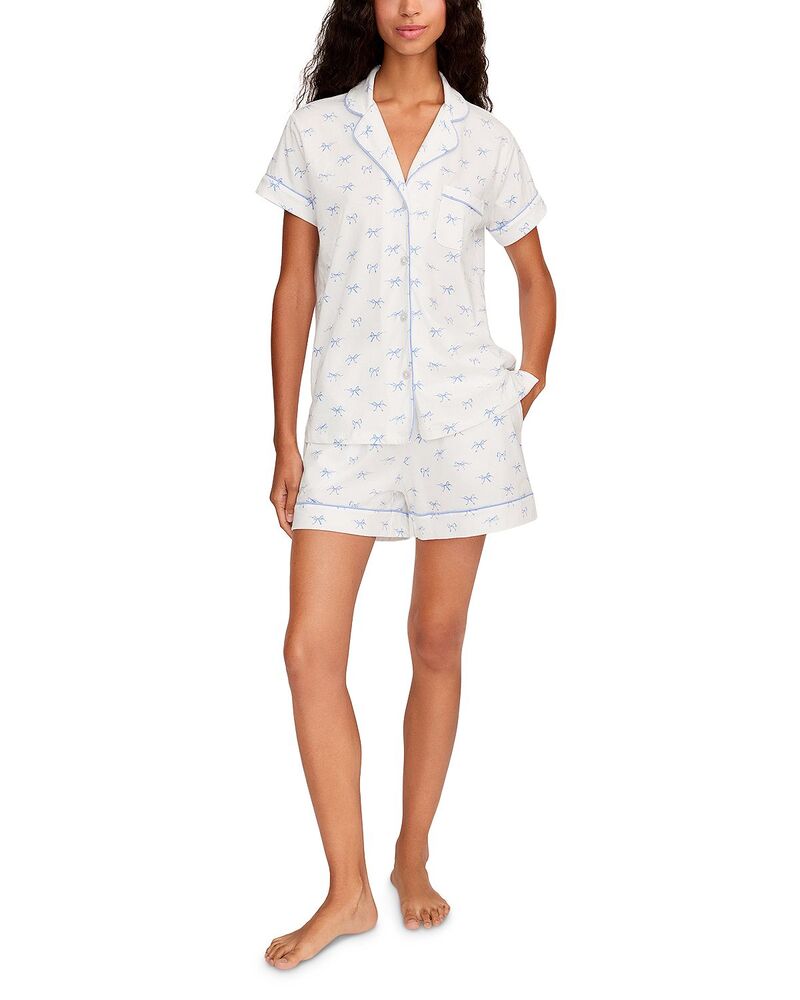 プティットプリュム レディース アウター パーカー・スウェット 刷り上げる Petite Plume Bow Print Short Sleeve Short Pajama Set White 白いこと