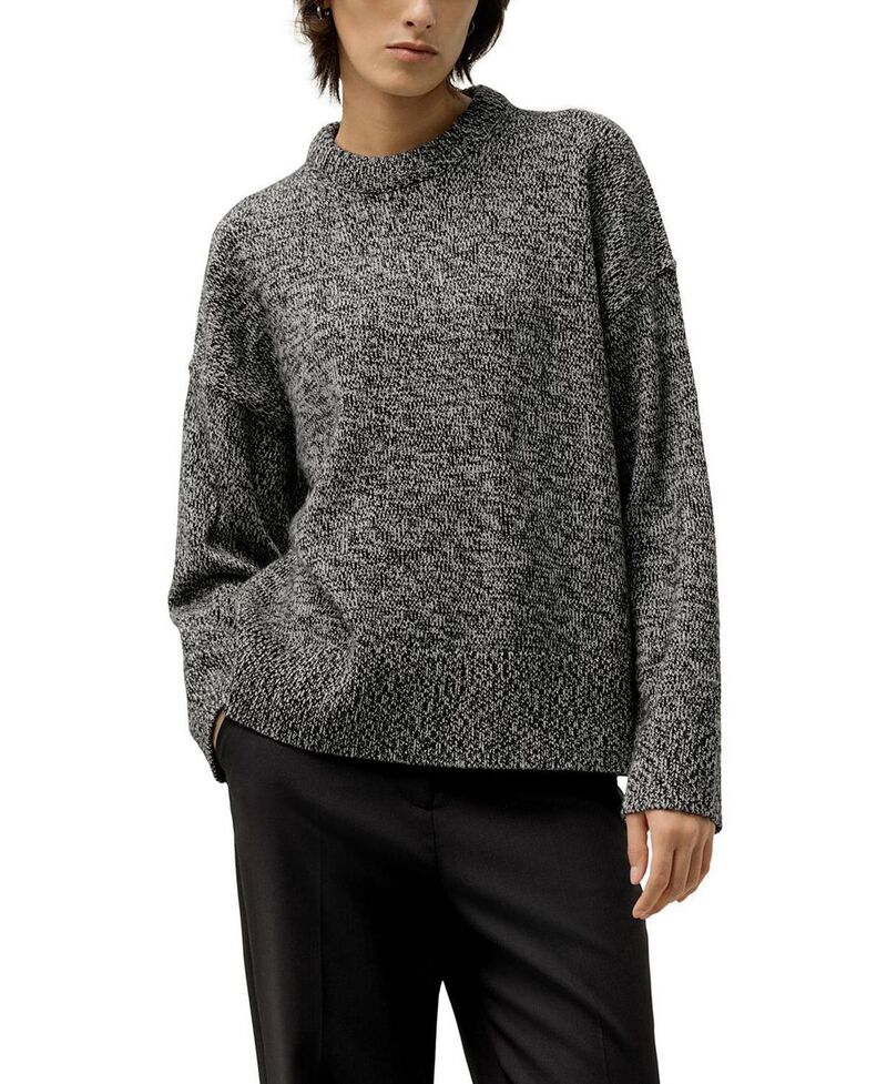 リリー絹地 レディース アウター 編み物・スウェーター 労働者の一団のど首 羊毛 LILYSILK Oversized Crewneck Wool Cashmere Sweater Marled