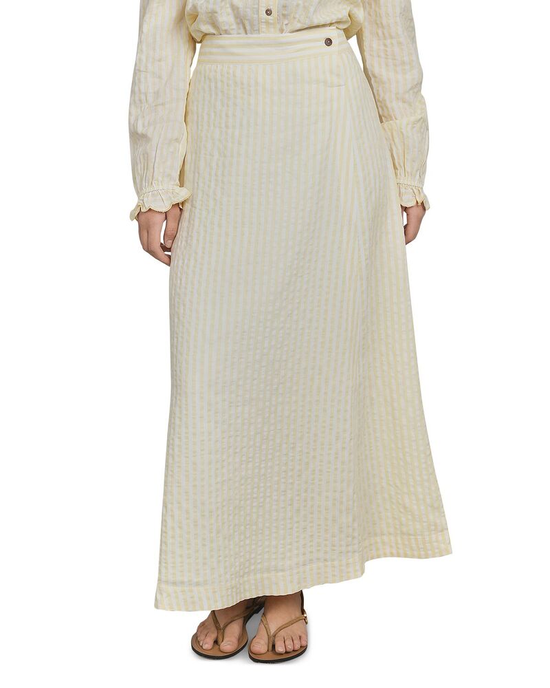 尖んがり レディース 下つ方スコート マキシ Point Wrap Maxi Skirt Butter Stripe 縞模様