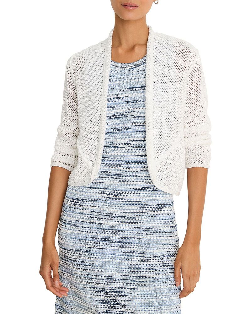 ニックプラスゾーイ レディース アウター ジレー メッシュ スウェーター NIC+ZOE Mesh Cocoon Cardigan Sweater Paper White 白いこと