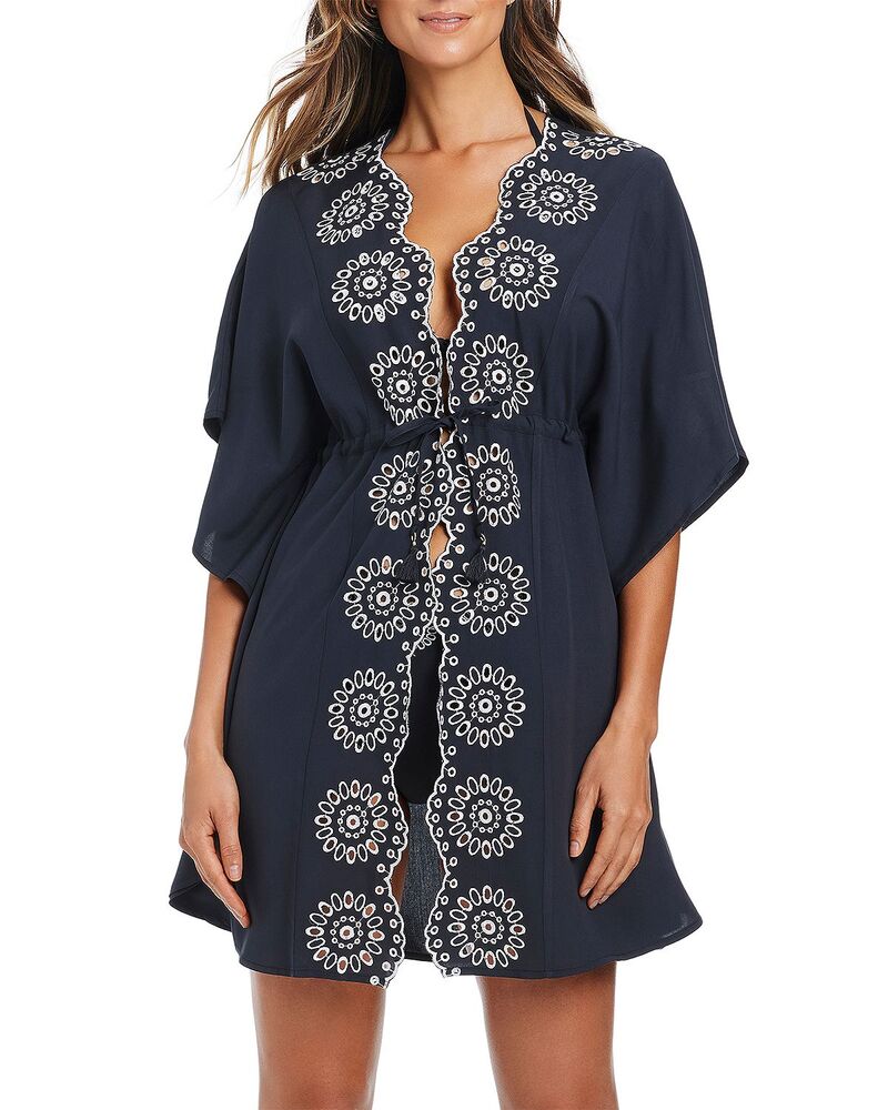 ブルーロッドビーティ レディース トップス シャツ Bleu Rod Beattie Open Front Caftan Swim Cover-Up Black/White ホワイト|ReVida 店