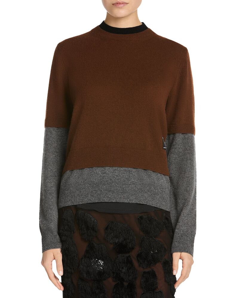 マルニ レディース アウター ニット・セーター Marni Cashmere Double Layered Sweater Sadelle Brown ブラウン｜ReVida 店 219,400円
