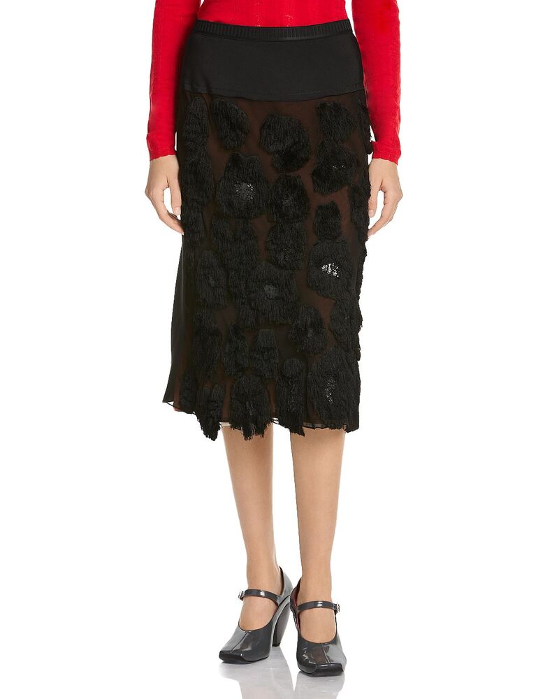 マルニ レディース 下つ方スコート 御花柄 MIDI 御花 Marni Floral Pattern Midi Skirt Black 黒いこと
