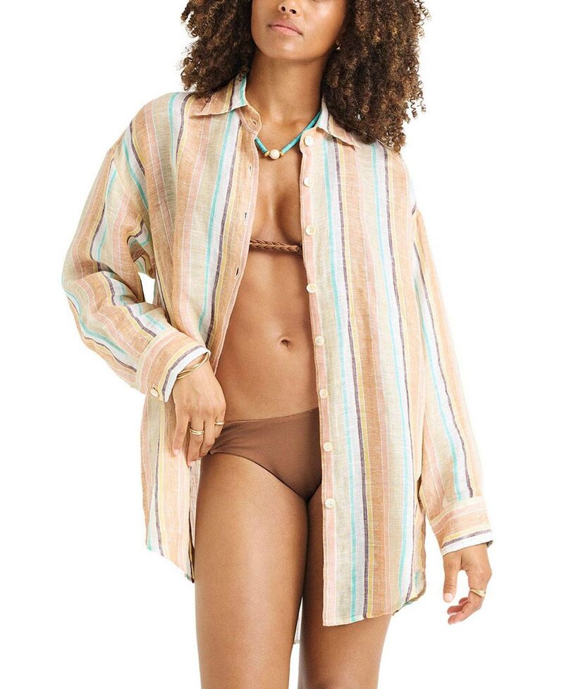 ビタミン A レディース トップス シャツ Vitamin A Playa Boyfriend Shirt Sandunestripe サンド|ReVida 店