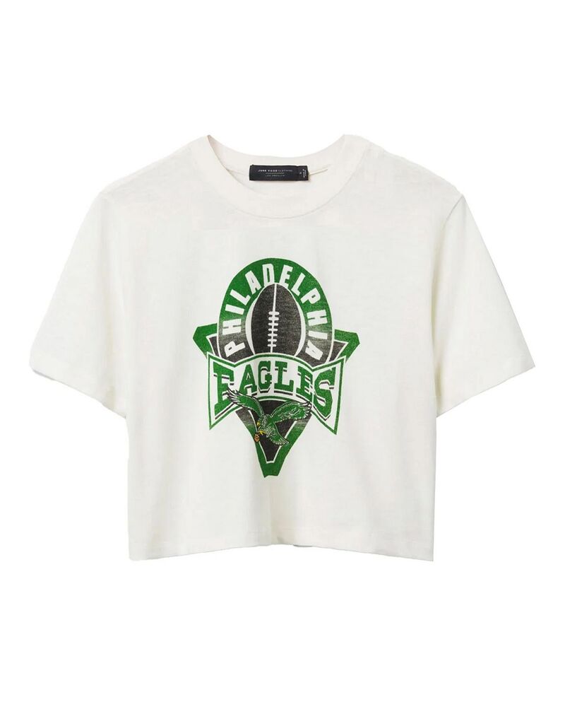 ジャンクフードクロージング レディース トップス プルオーバー モックネック Junk Food Clothing Women\u0027s NFL Philadelphia Eagles Mock Neck Crop Tee White 白いこと