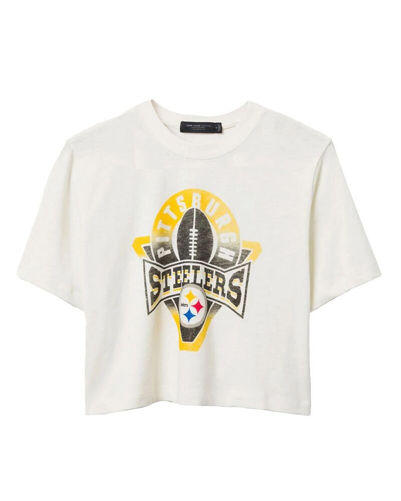 ジャンクフードクロージング レディース トップス プルオーバー モックネック Junk Food Clothing Women\u0027s NFL Pittsburgh Steelers Mock Neck Crop Tee White 白いこと